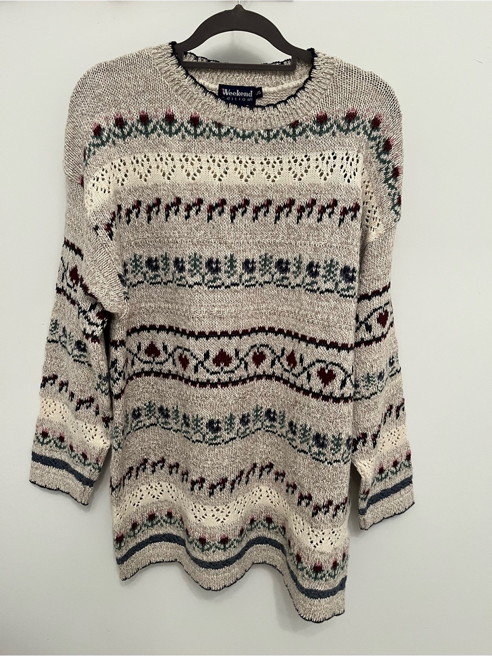 Weekend Cream Multicolor Fair Isle Crewneck Sweater